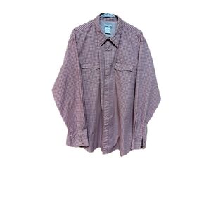 🔥Wrangler Men's Red/white Pearl Snap Long Sleeve Shirt 2XL Tall. Pre-owned